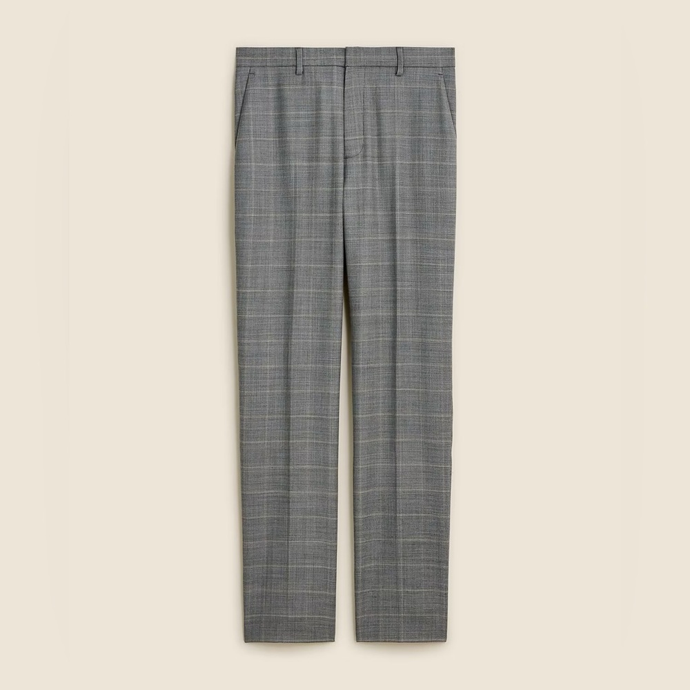 NWT J.Crew Bowery stretch wool blend dress pant in Grey Khaki Windowpane - 36/32